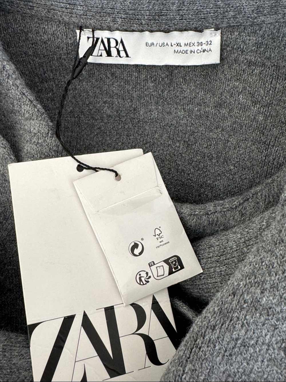 Zara Blogger Favorite Grey Wool Blend Scarf Coat Size: L-XL - Picture 5 of 6